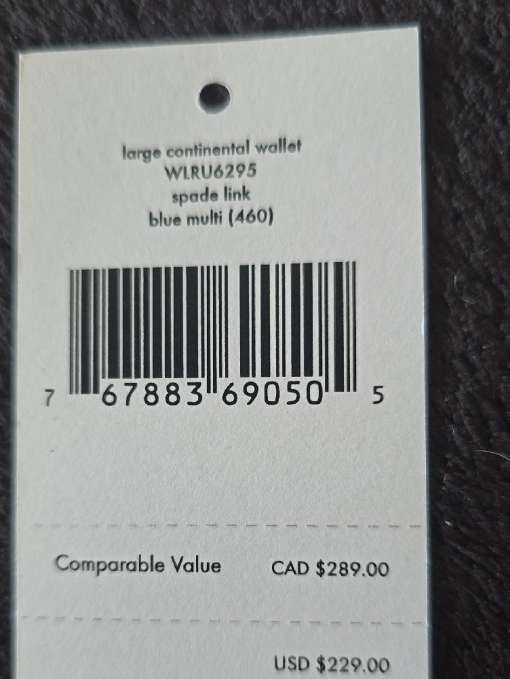 kate spade blue multi large continental wallet tag - Picture 5 of 5